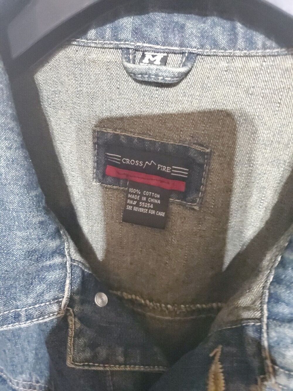 VTG CrossFire Men Jean Jacket Trucker Size M - Picture 12 of 12